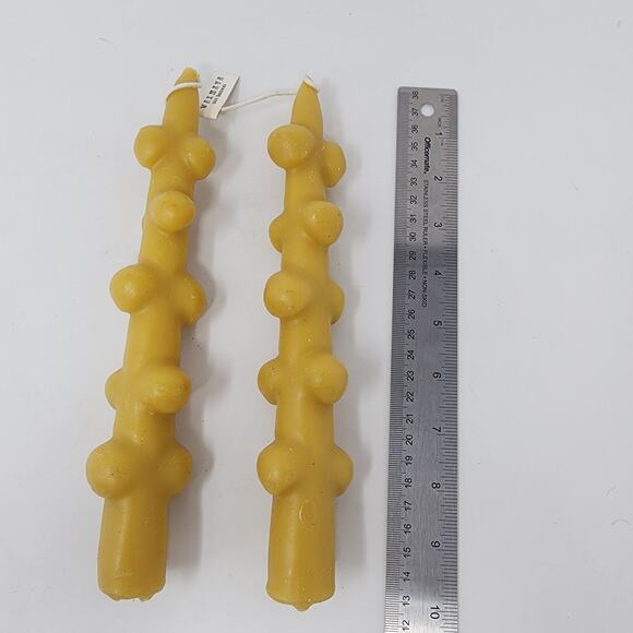 Waxmaya Beeswax Candles Bumpy Tapers 10" Modern Handmade in Montreal NWT - Picture 4 of 5